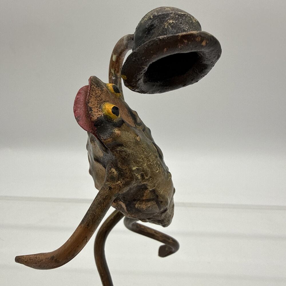Brutalist Welded Copper and Brass Frog sculpture Signed Katrina 6 1/4”
